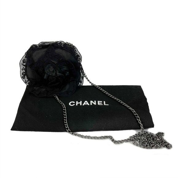 CHANEL- Small Camellia Box Frame Crossbody - Satin / Lace / Gun-metal Tone - Picture 1 of 12